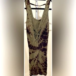 Apple Bottoms Green Camo Tie Dye Twisted Back Body-con Stretch Dress Size M